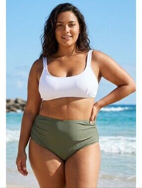 Full Coverage Plus Size Bikini Bottoms Olive Green Size 24W